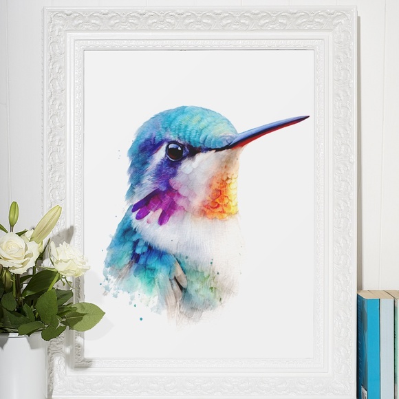 Watercolor Hummingbird Wall Art Print, Unframed - Enchanting Nature-Inspired - Picture 6 of 6